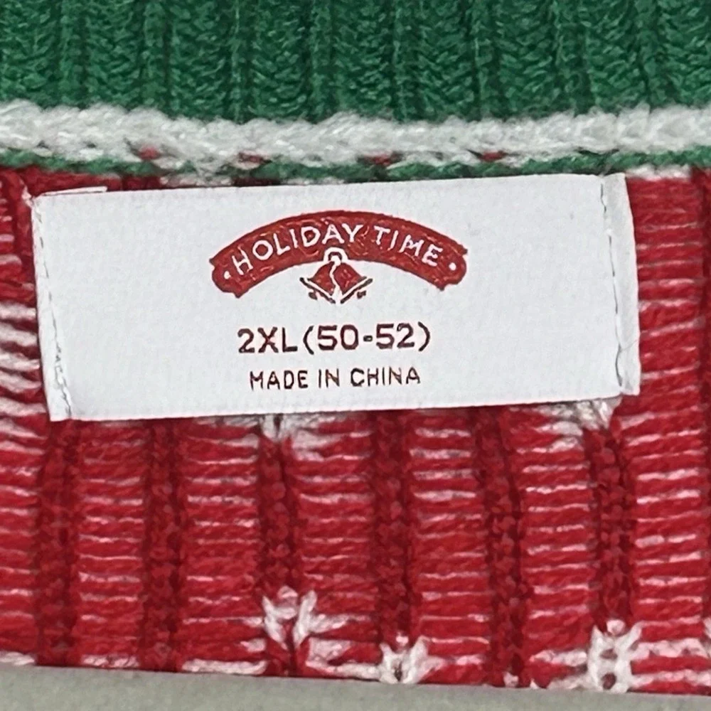 Holiday Time Rockin' Santa Christmas Sweater Size‎ 2XL Snowflake Embellished